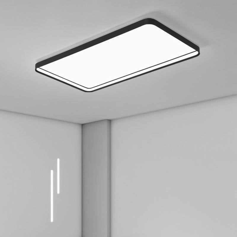 Large Modern Rectangular LED Flush Mount Ceiling Light Fixture for Contemporary Living Rooms