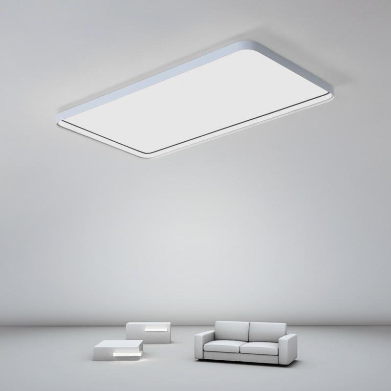 Large Modern Rectangular LED Flush Mount Ceiling Light Fixture for Contemporary Living Rooms