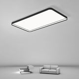Large Modern Rectangular LED Flush Mount Ceiling Light Fixture for Contemporary Living Rooms