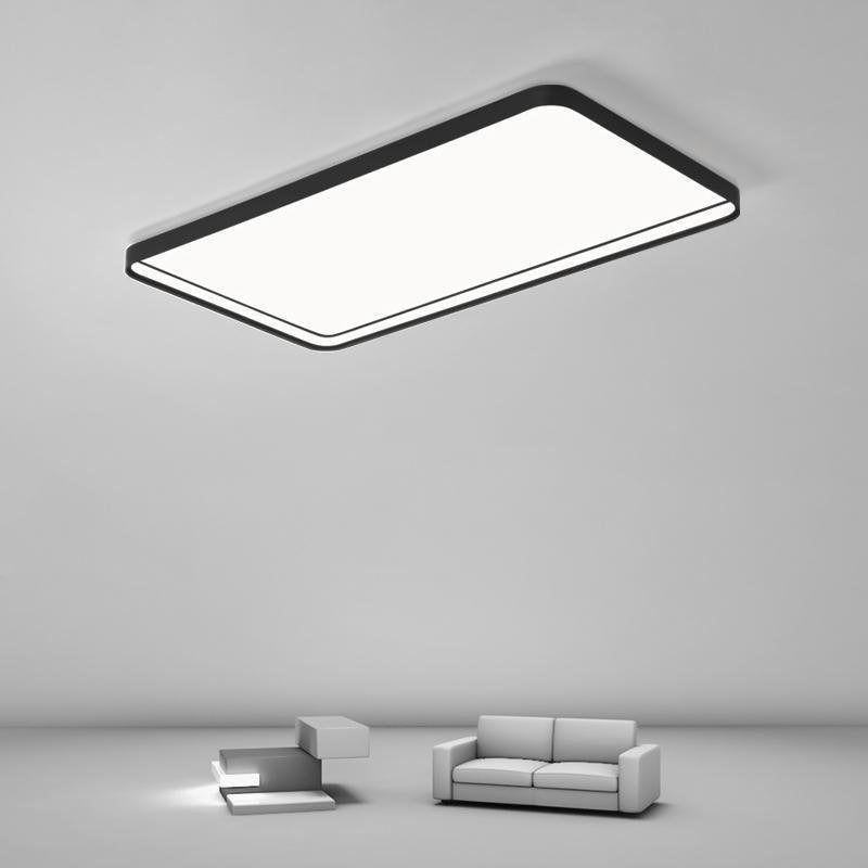 Large Modern Rectangular LED Flush Mount Ceiling Light Fixture for Contemporary Living Rooms
