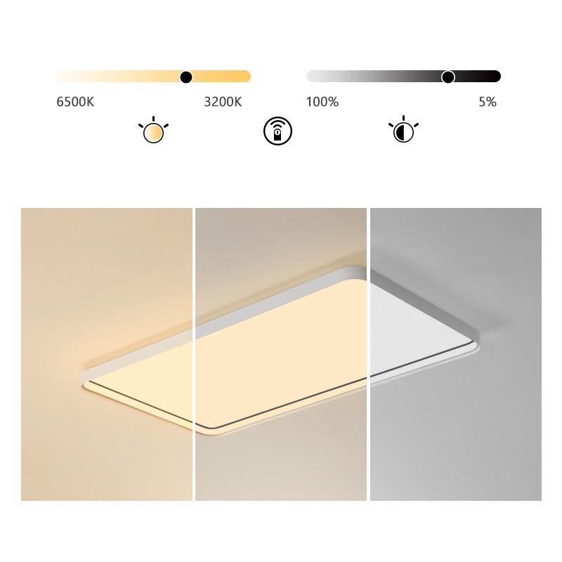 Large Modern Rectangular LED Flush Mount Ceiling Light Fixture for Contemporary Living Rooms