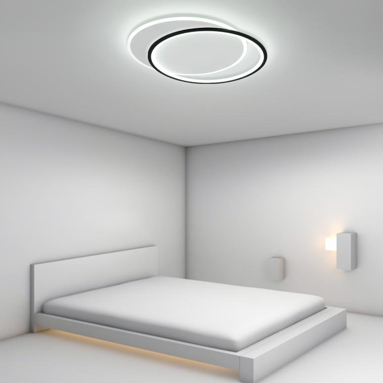 Modern Overlapped Round Flush Mount Ceiling Light Geometric Design for Bedroom