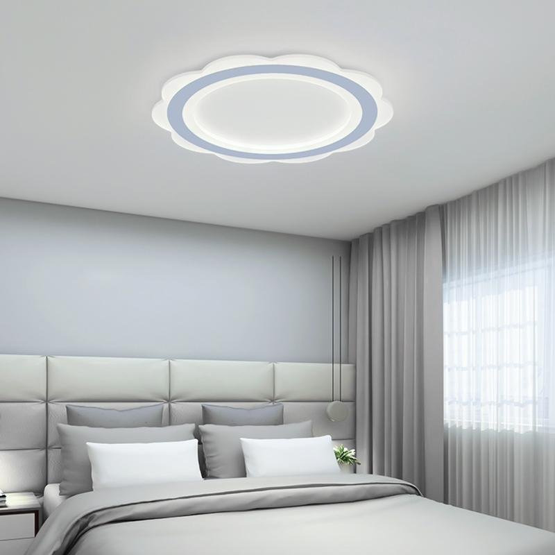 Modern Minimalist Round LED Flush Mount Ceiling Light with Iron Frame for Bedroom