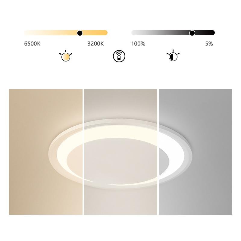 Modern White Round LED Flush Mount Ceiling Light Fixture for Kitchen and Living Room