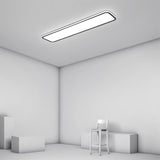 Modern Rectangular Black Flush Mount Ceiling Light 20 or 30 Inch Ultra Thin Aluminum Fixture