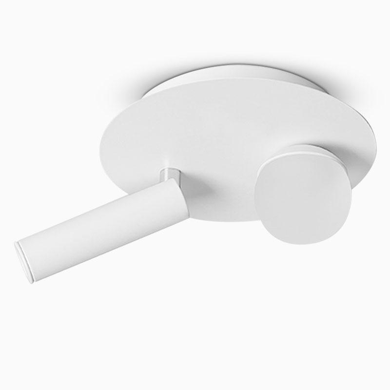 Modern Round White LED Ceiling Light Fixture with Rotatable Spotlight 8 Inch