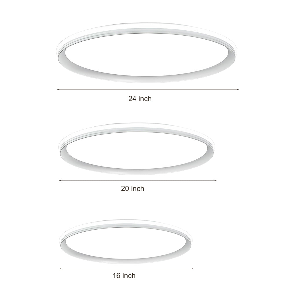24 Inch Ultra Thin Round LED Flush Mount Ceiling Light Modern Dimmable White Aluminum Fixture