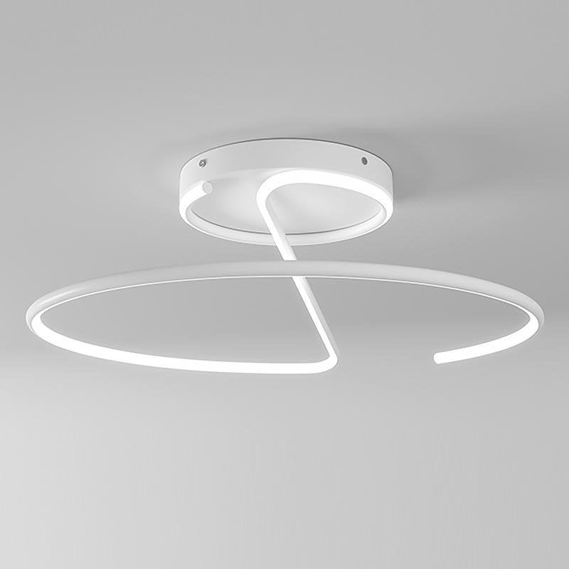 Modern 16 Inch Wire Inspired Round LED Semi Flush Mount Ceiling Light in Black or White