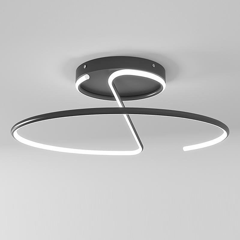Modern 16 Inch Wire Inspired Round LED Semi Flush Mount Ceiling Light in Black or White