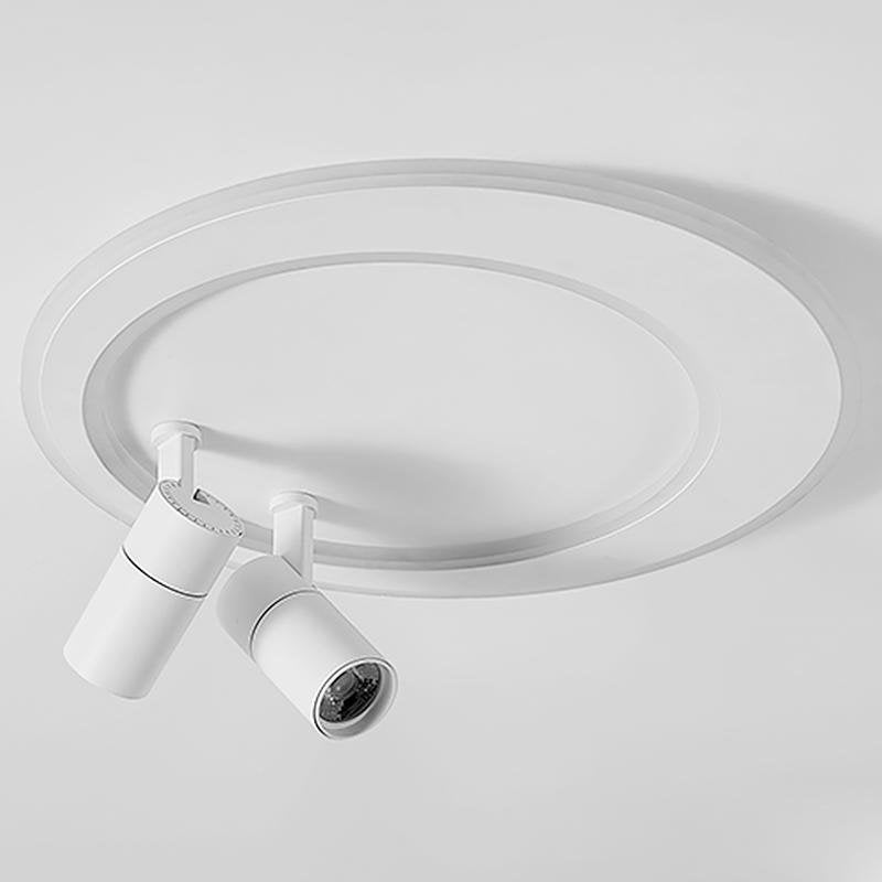 Modern 18 Inch LED Round Flush Mount Ceiling Light with Two Adjustable Dual Spotlights