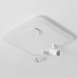 Modern Rectangular Dimmable LED Flush Mount Ceiling Light with Rotatable Spotlights for Living Room