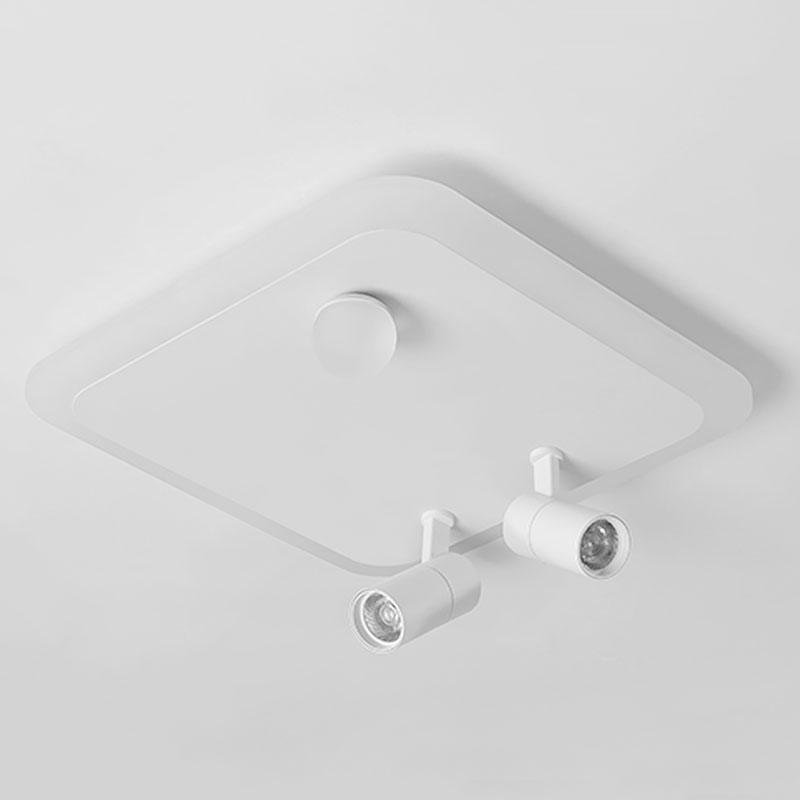 Modern Rectangular Dimmable LED Flush Mount Ceiling Light with Rotatable Spotlights for Living Room