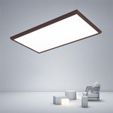 Modern Coffee Brown Rectangular LED Flush Mount Ceiling Light Dimmable Portrait Lamp