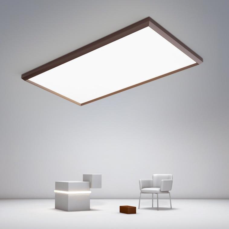 Modern Coffee Brown Rectangular LED Flush Mount Ceiling Light Dimmable Portrait Lamp
