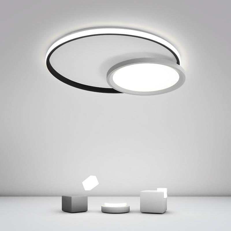 Modern Round Geometric LED Flush Mount Ceiling Light in Black for Dining Room and Kitchen