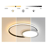 Modern Round Geometric LED Flush Mount Ceiling Light in Black for Dining Room and Kitchen