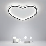 Modern Heart Shaped LED Flush Mount Ceiling Light in Black Finish for Bedroom Nursery and Kids Room