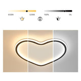 Modern Heart Shaped LED Flush Mount Ceiling Light in Black Finish for Bedroom Nursery and Kids Room