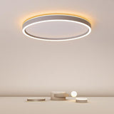 Modern Gray Halo LED Flush Mount Ceiling Light Dimmable Circular Fixture for Living Room and Bedroom
