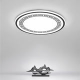 Modern Geometric Round Flush Mount Ceiling Light with Black and White Iron Pattern for Kitchen and Dining Room