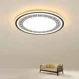 Modern Geometric Round Flush Mount Ceiling Light with Black and White Iron Pattern for Kitchen and Dining Room