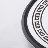 Modern Geometric Round Flush Mount Ceiling Light with Black and White Iron Pattern for Kitchen and Dining Room