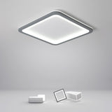 Modern Square LED Flush Mount Ceiling Light in Dark Gray for Kitchen and Dining Room
