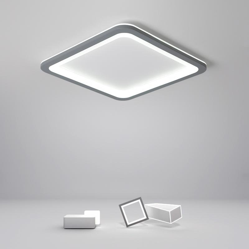 Modern Square LED Flush Mount Ceiling Light in Dark Gray for Kitchen and Dining Room