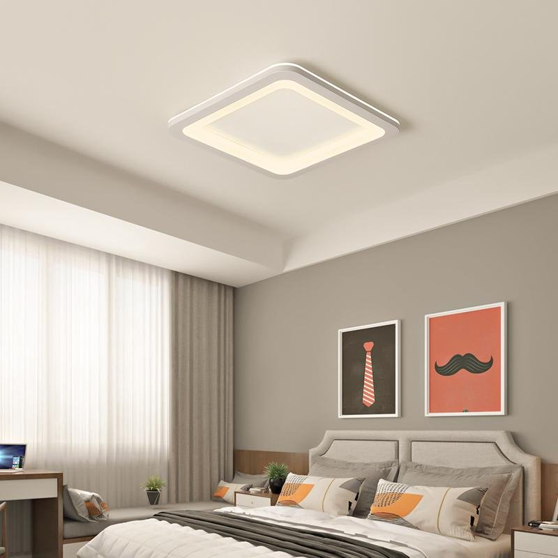 Modern Square LED Flush Mount Ceiling Light in Dark Gray for Kitchen and Dining Room