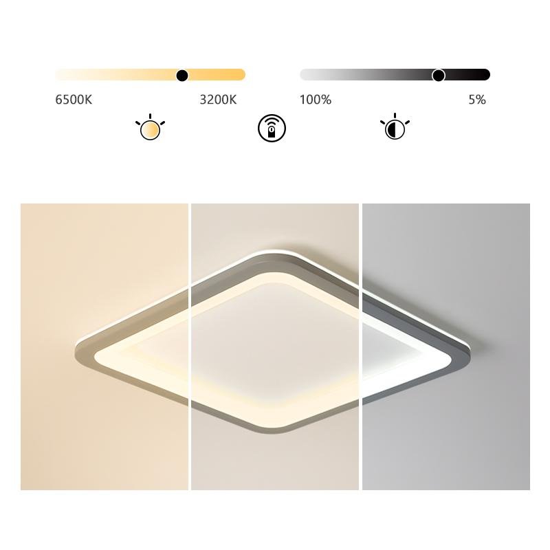 Modern Square LED Flush Mount Ceiling Light in Dark Gray for Kitchen and Dining Room