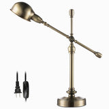 Industrial Silver Iron Dome Desk Lamp with Flexible Adjustable Arm for Home Office Study