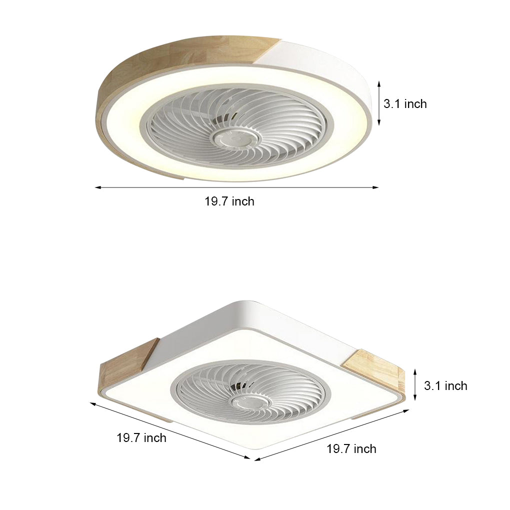 Modern Flush Mount Bladeless Ceiling Fan with Integrated LED Light and Remote Control
