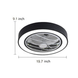 Compact Round Flush Mount Bladeless Ceiling Fan with LED Lights and Five Speed Remote