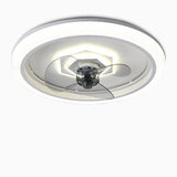 Modern 20 Inch Round Flush Mount LED Ceiling Fan with Remote Control and 3 Speed Settings Gray Acrylic