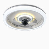 Modern 20 Inch Round Flush Mount LED Ceiling Fan with Remote Control and 3 Speed Settings Gray Acrylic