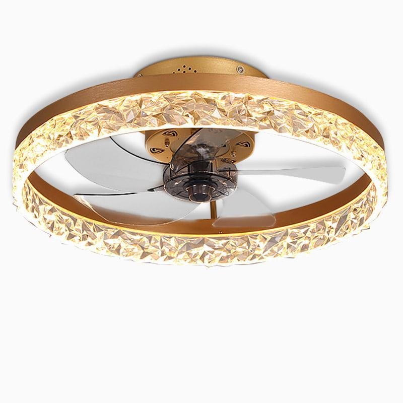 20 Inch Rustic Gold Flush Mount Ceiling Fan with 5 Blades and Remote Control