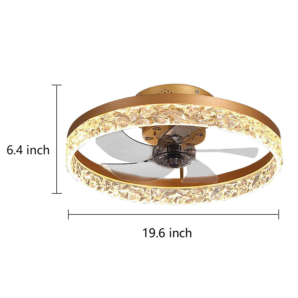 20 Inch Rustic Gold Flush Mount Ceiling Fan with 5 Blades and Remote Control