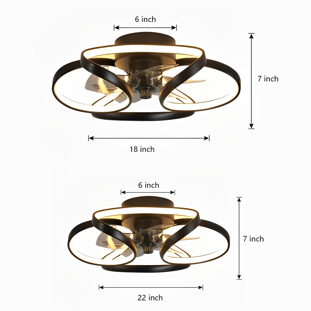 Modern Flower Design LED Flush Mount Ceiling Fan with Remote Control and 3 Speed Settings