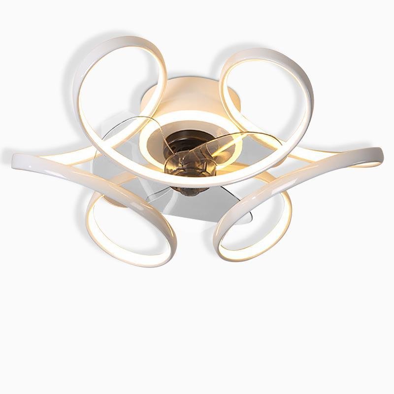 18 Inch Flower Shaped Modern Flush Mount Ceiling Fan with Light and Remote Control