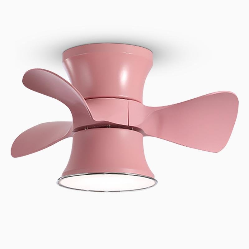 23 Inch Flush Mount Helicopter Ceiling Fan with LED Light and 6 Speeds for Kids Room