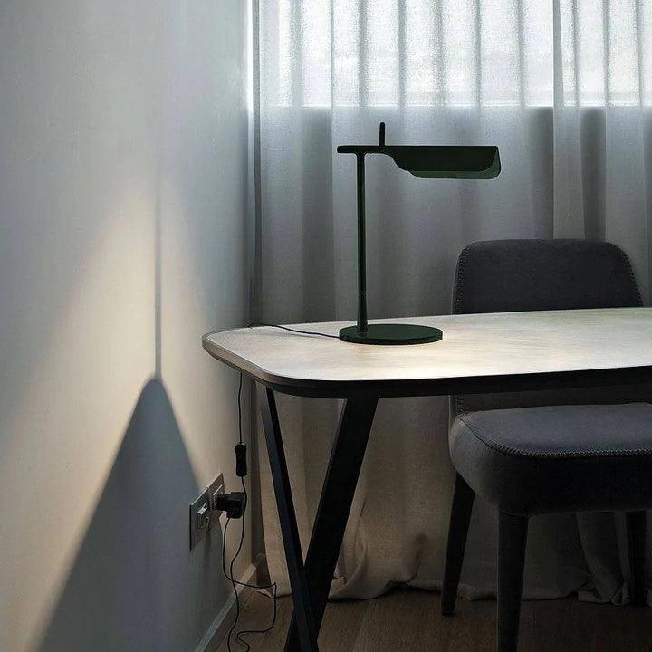 Sleek Aluminum Minimalist LED Table Lamp with Adjustable Pivoting Hood