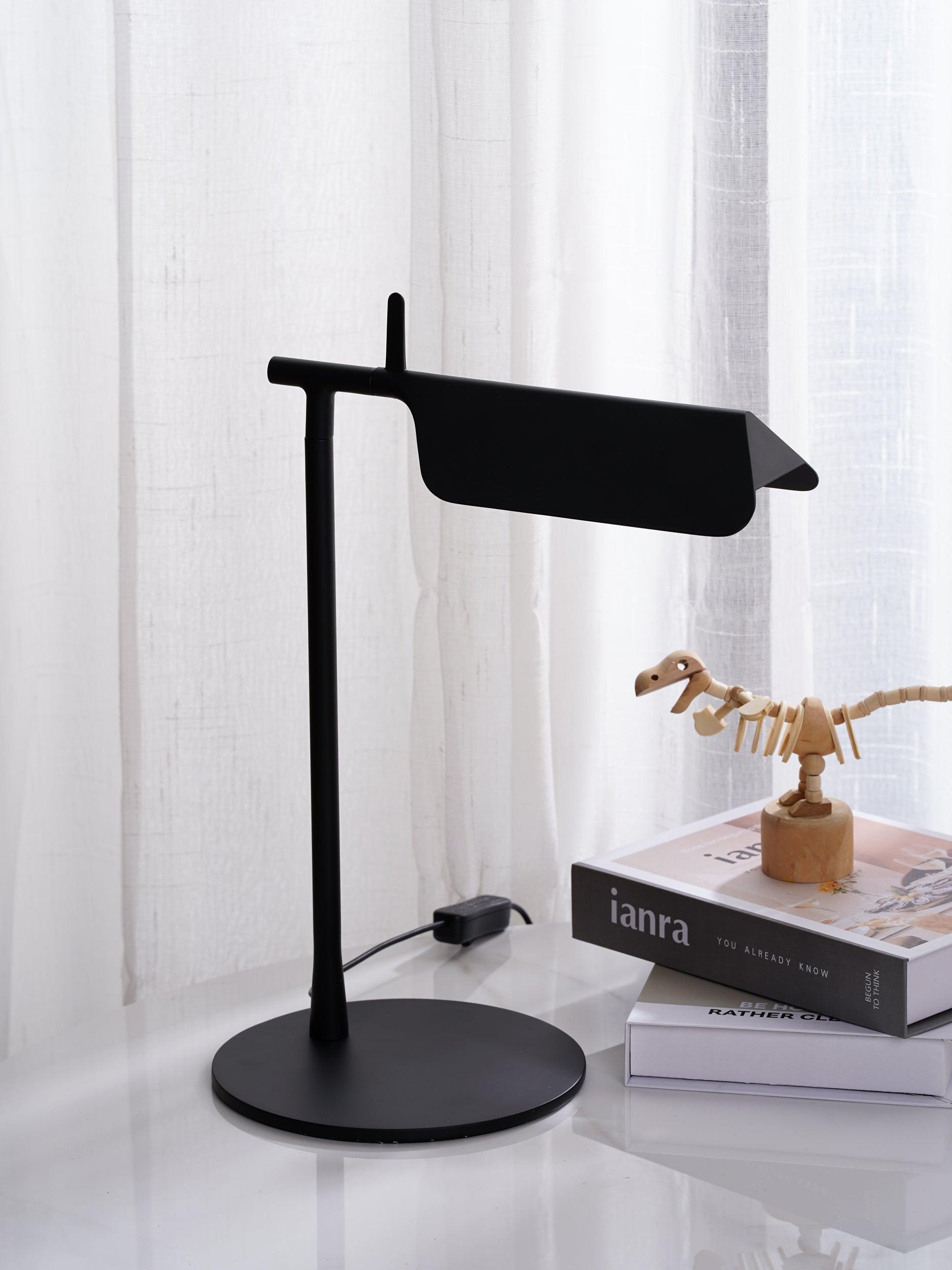 Sleek Aluminum Minimalist LED Table Lamp with Adjustable Pivoting Hood