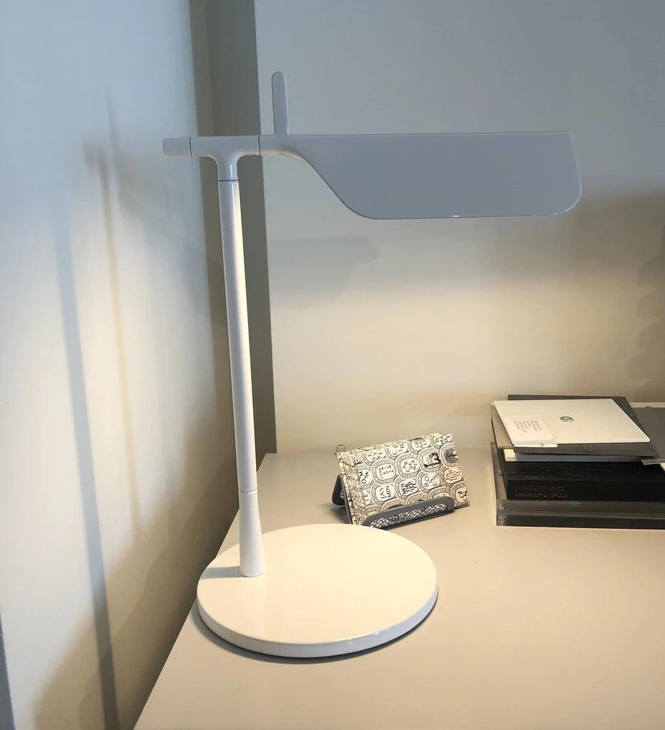 Sleek Aluminum Minimalist LED Table Lamp with Adjustable Pivoting Hood