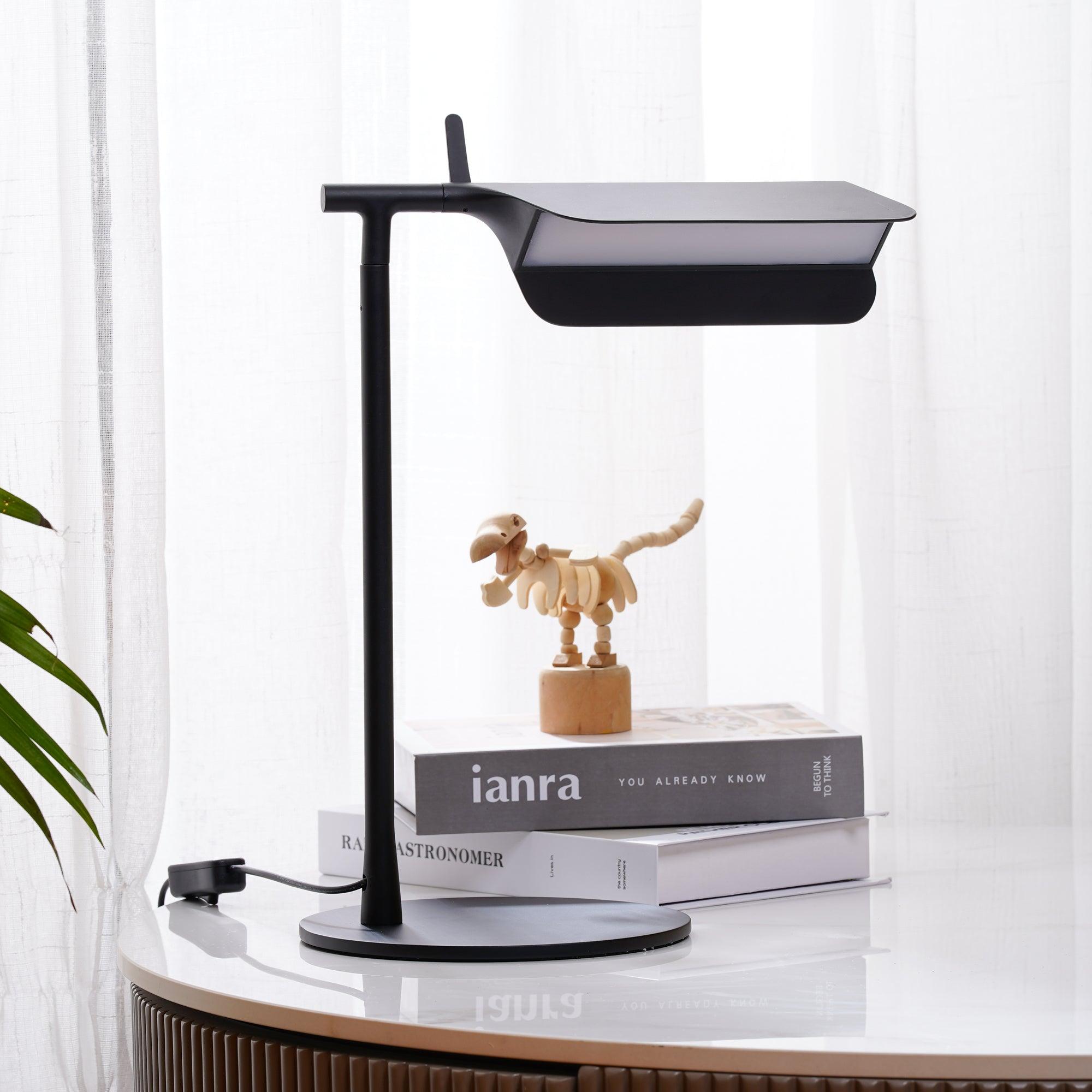 Sleek Aluminum Minimalist LED Table Lamp with Adjustable Pivoting Hood
