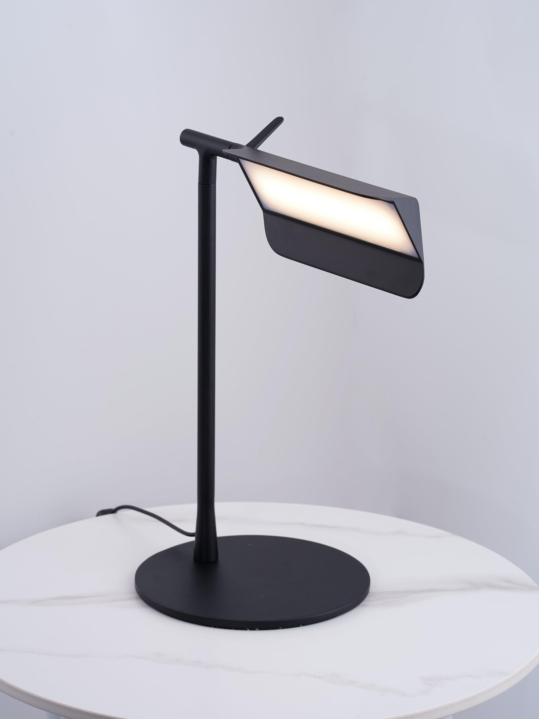 Sleek Aluminum Minimalist LED Table Lamp with Adjustable Pivoting Hood