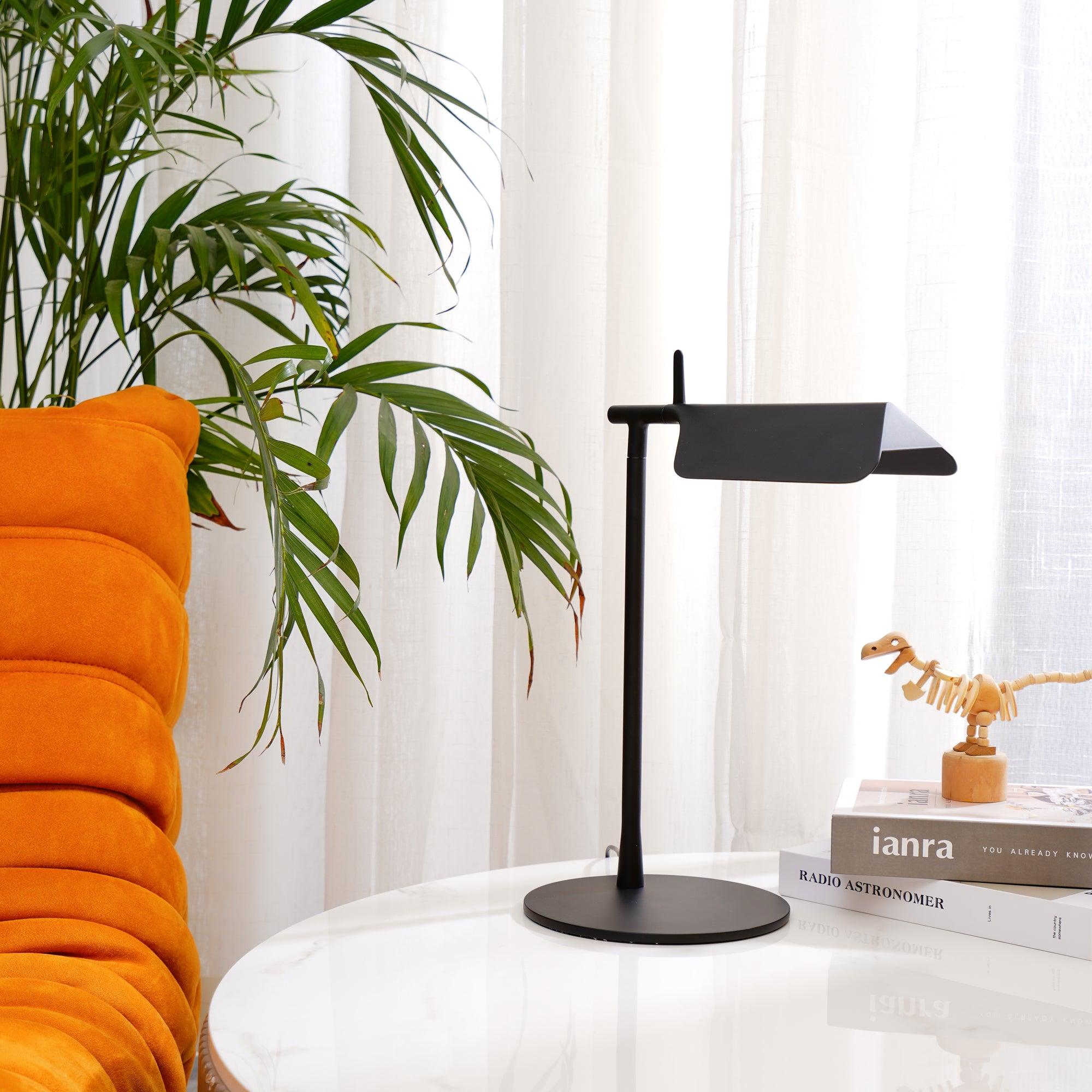 Sleek Aluminum Minimalist LED Table Lamp with Adjustable Pivoting Hood