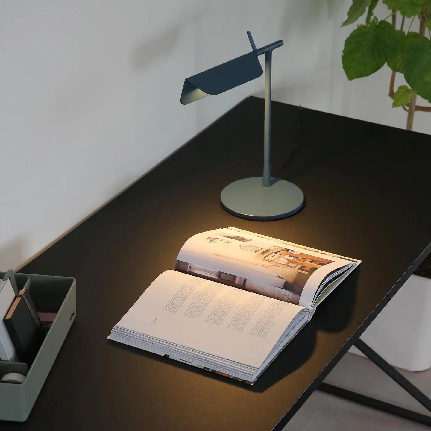 Sleek Aluminum Minimalist LED Table Lamp with Adjustable Pivoting Hood