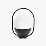 Portable LED Table Lamp with Glass Shade and Integrated Metal Handle for Indoor Use