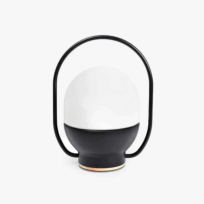 Portable LED Table Lamp with Glass Shade and Integrated Metal Handle for Indoor Use