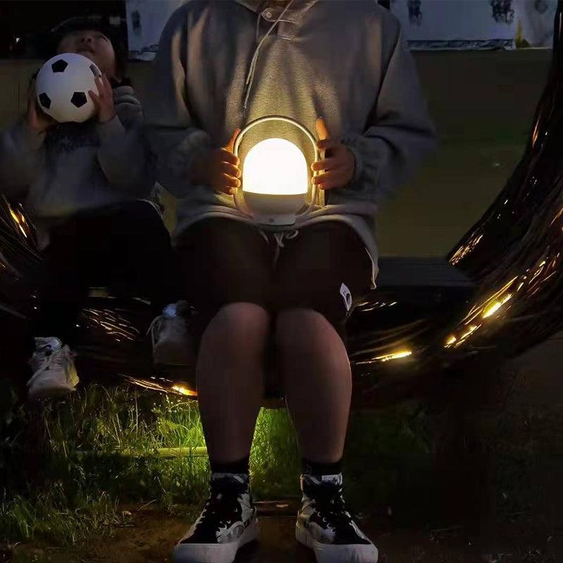 Portable LED Table Lamp with Glass Shade and Integrated Metal Handle for Indoor Use